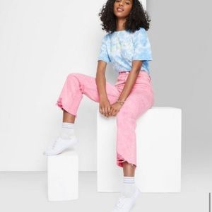 NWT WILD FABLE Super High Rise Distressed Hem Cropped Straight Jeans size 6